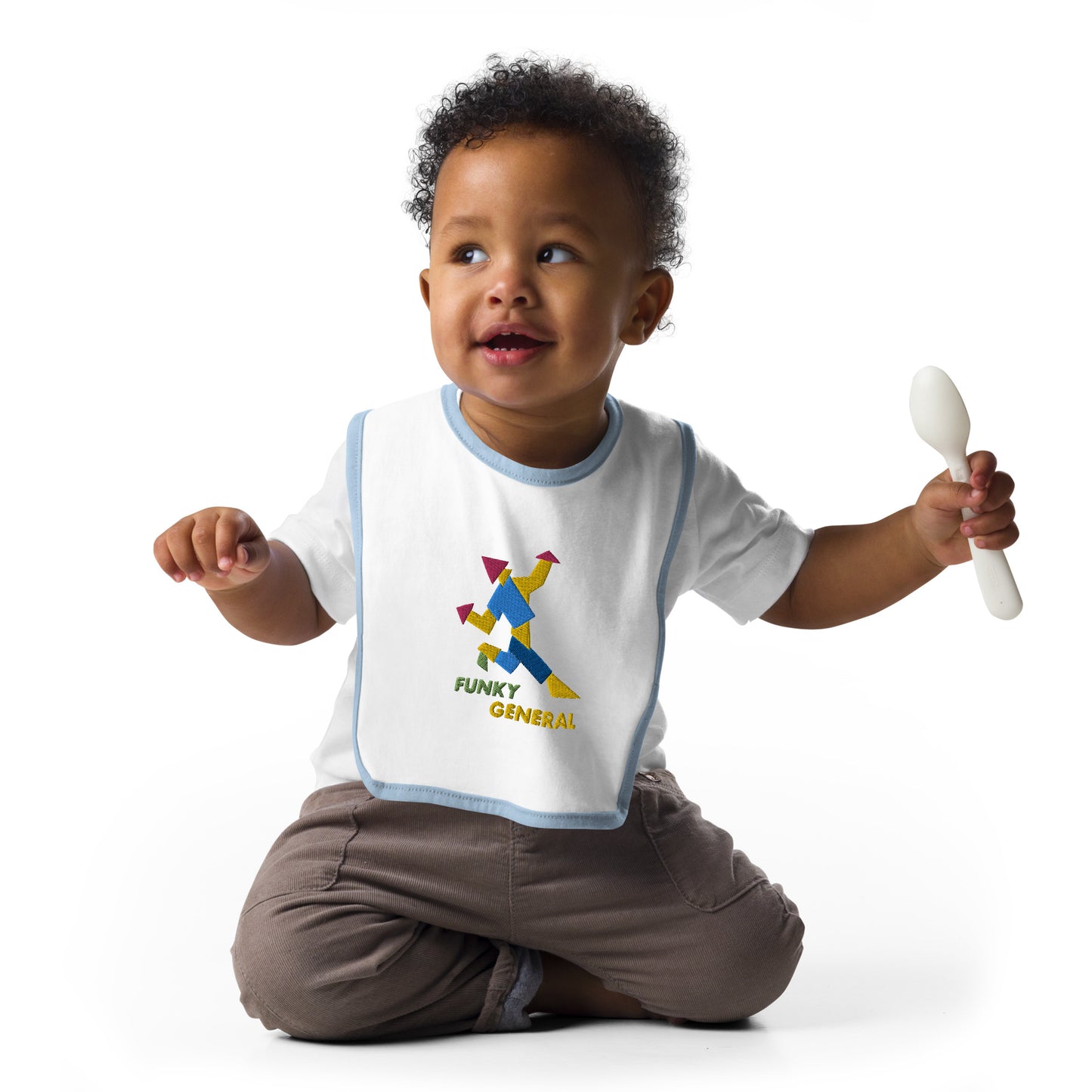 Funky General Embroidered Baby Bib