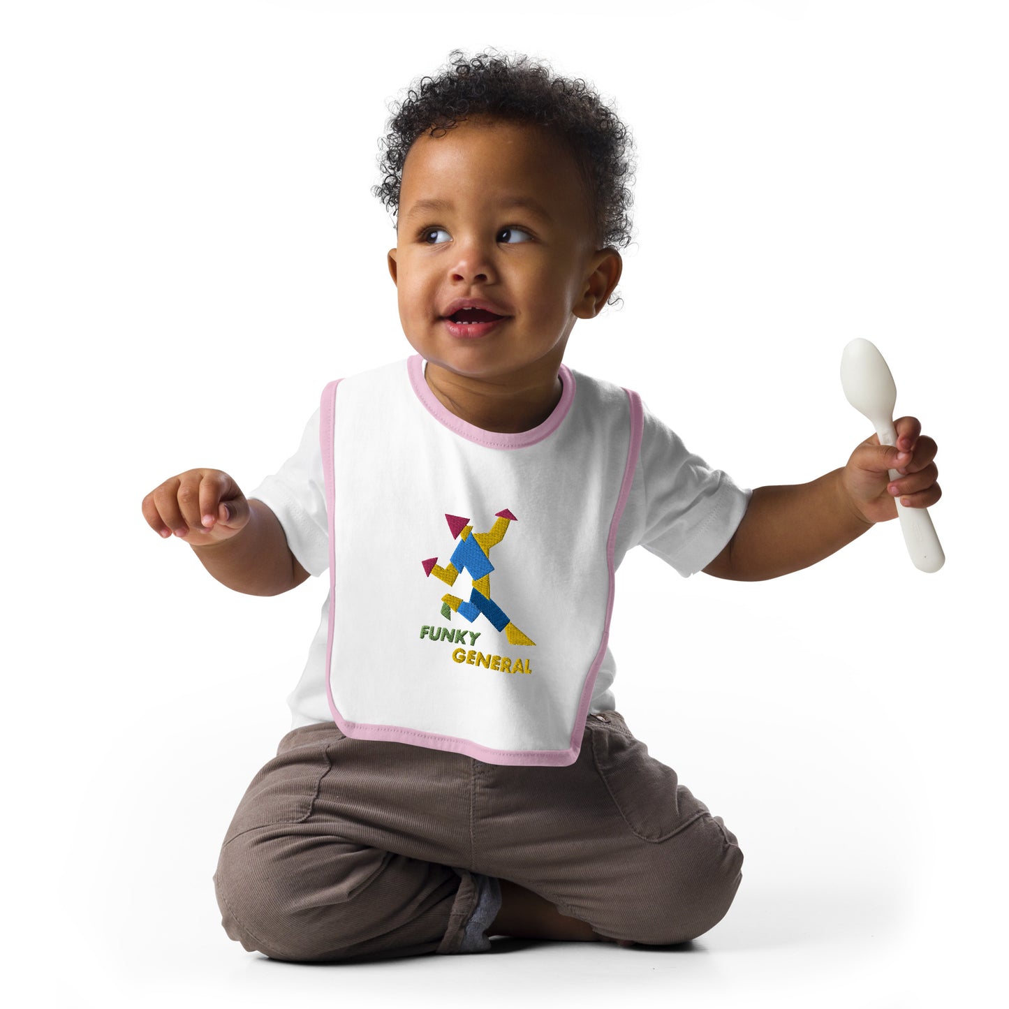 Funky General Embroidered Baby Bib