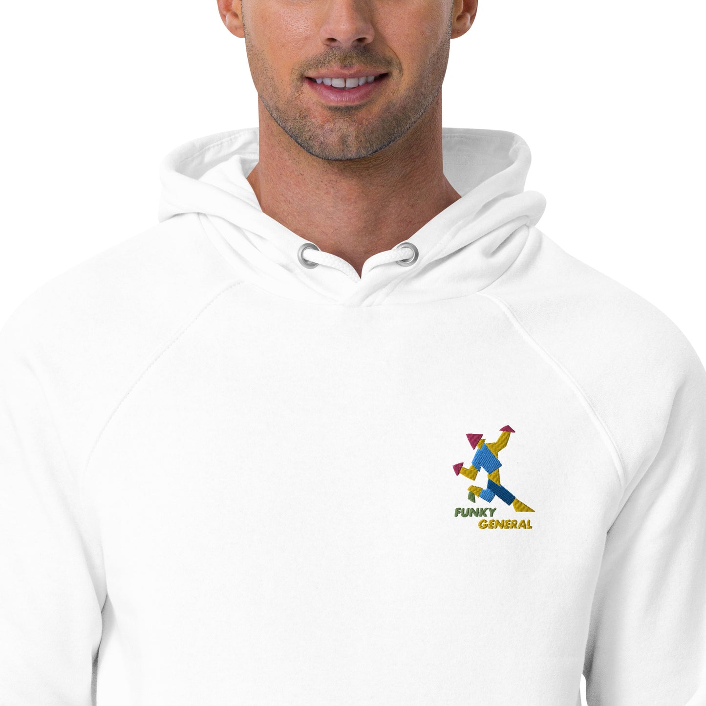 Funky General Unisex eco raglan hoodie